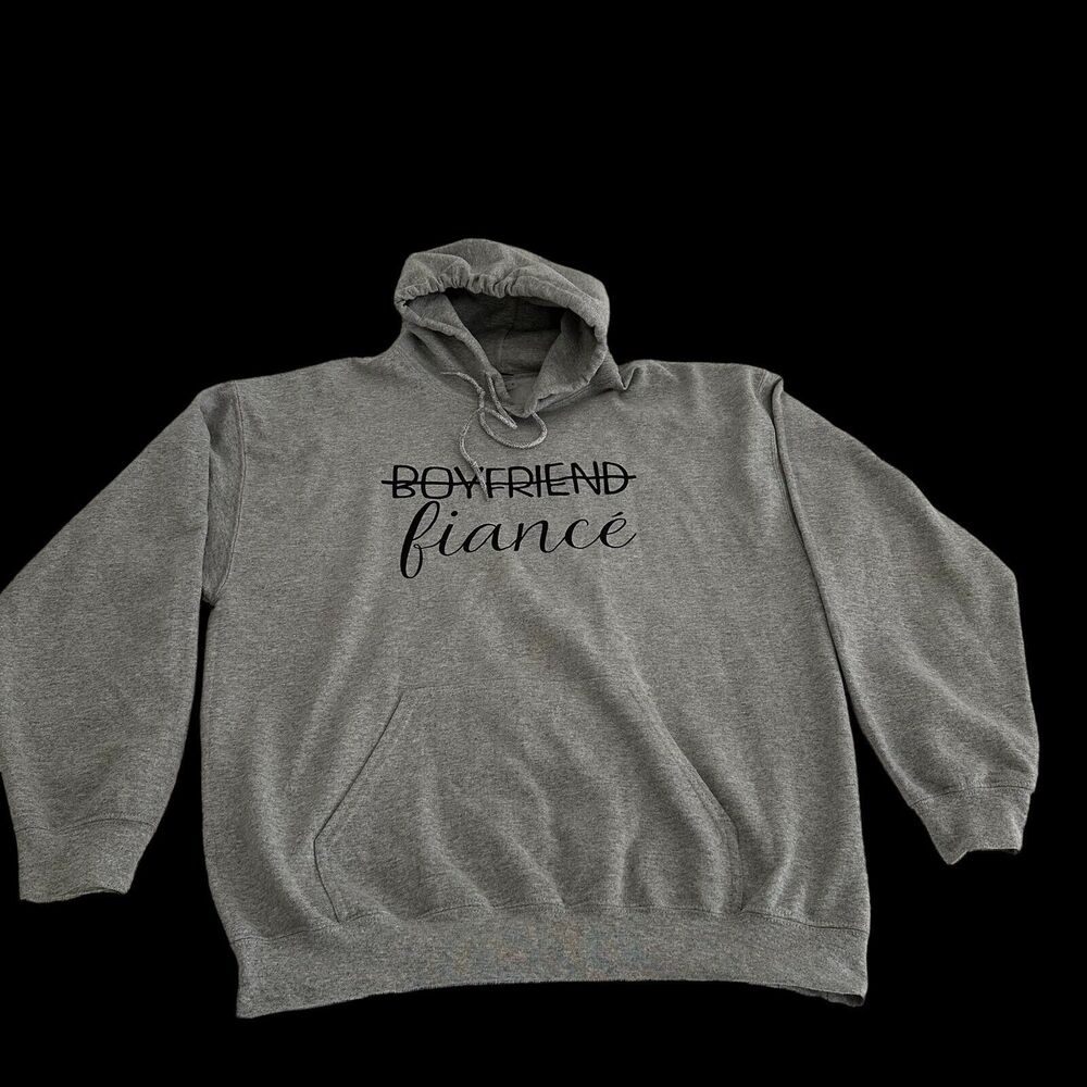 Boyfriend Fiance Husband Hoodie Sweatshirt Men Gray Size L Wedding Bachelorette